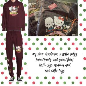 My Hero Academia x Hello Kitty crossover sweatshirt and matching pants set NIP